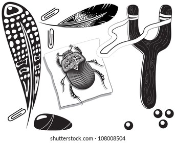 Vector illustration of set for little objects for boys