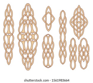 Vector illustration set of lla design of weaving in the Celtic style, Vikings pattern