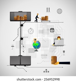 Vector illustration set of logistics safekeeping delivery shipping of flat icons