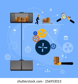 Vector illustration set of logistics safekeeping delivery shipping of flat icons
