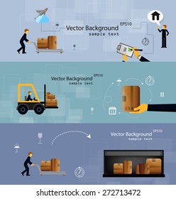 Vector illustration set of logistics safekeeping delivery shipping of flat icons