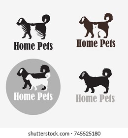 Vector illustration set logo home pets. Logotype for groomer, food for pets, animal magazines, animal shelter