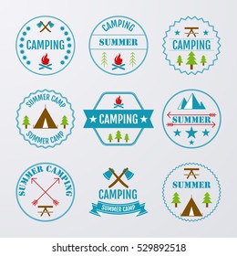 Vector illustration set of logos on the theme of camping.