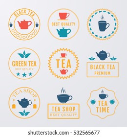 Vector illustration set of logos on the theme of tea.