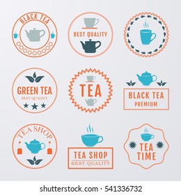 Vector illustration set of logos on the theme of tea.