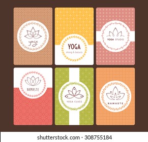 Vector illustration of Set of logos and patterns for a yoga studio