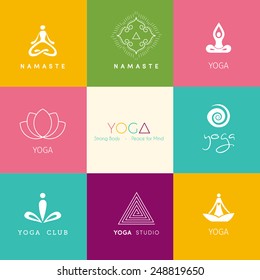 Vector illustration of Set of logos for a yoga studio