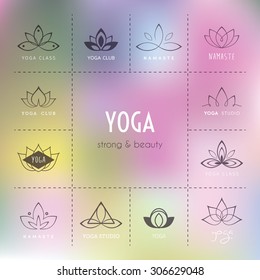 Vector illustration of Set of logos for a yoga studio