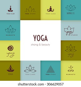 Vector illustration of Set of logos for a yoga studio