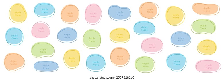 Vector illustration set of loose frames. Frames, ovals, curved lines