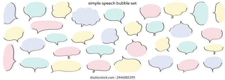 Vector illustration set of loose speech bubbles. Speech balloons, frames