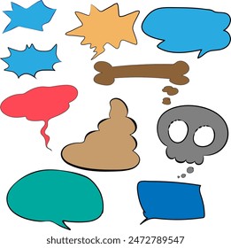 Vector illustration set of loose speech bubbles. Speech bubbles, frames