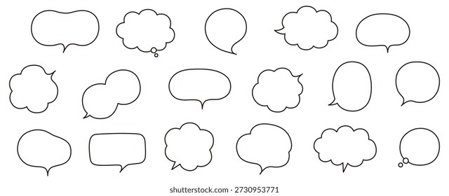 Um conjunto de ilustrações vetoriais de bolhas de fala soltas. Balão de fala, quadros, elegante, simples