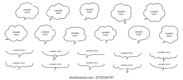 A vector illustration set of loose speech bubbles. Speech balloon, frames, stylish, simple