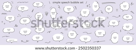 A vector illustration set of loose speech bubbles in a hand-drawn style. Frames, speech balloon, decorations, icons, handwriting