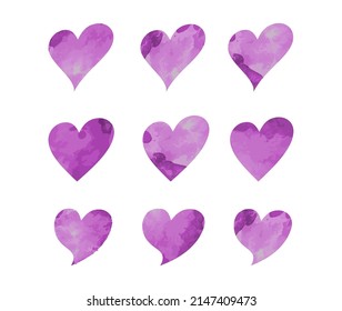 Un conjunto de ilustraciones vectoriales de forma de corazón de amor Signo de color de agua