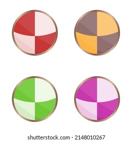 Vector illustration set of luxury  colorful round shield with steel frame, luxury design element