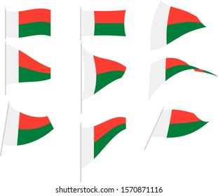 Vector Illustration of Set with Madagascar Flag
