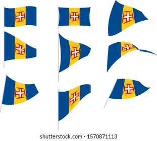 Vector Illustration of Set with Madeira Flag