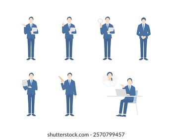 Vector illustration set of male customer service operators.