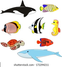 vector illustration: set of marine animals