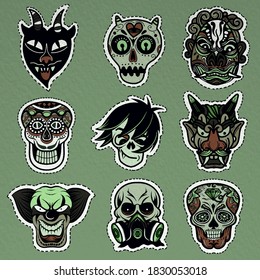 Vector illustration of a set of mask for halloween.