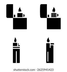  Vector illustration of a set of matches. Gas lighter icon isolated on white background. 