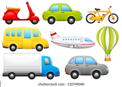 vector illustration of set of means of transport