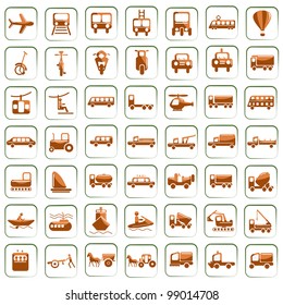 vector illustration of set of means of transport icon against isolated background