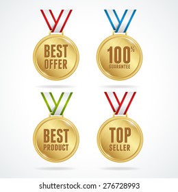 Vector illustration. Set of medals on white background. Sale concept