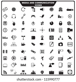 vector illustration of set of media icon against isolated background