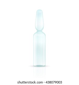 Vector illustration of a set medical blank glass ampoule. Packing on white background isolated