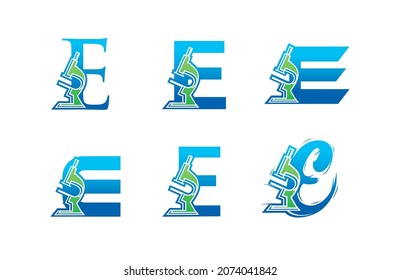 A Vector Illustration set of Medical Laboratory Monogram Logo Letter E
