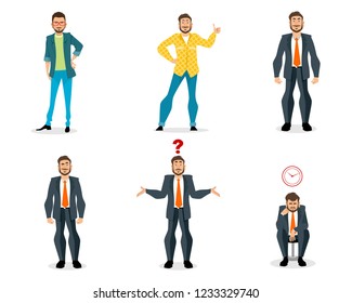 Vector illustration of set of men on white background