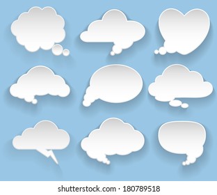 Vector Illustration. Set. Messages in the form of clouds.