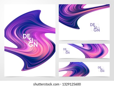 Vector illustration: Set of Modern color flow backgrounds. Abstract wave liquid shape. Design template