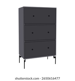 Vector illustratie set van moderne lade kasten en dressoirs in verschillende stijlen en kleuren. Ideaal voor interieurontwerp, meubelcatalogi of visuals van de thuisorganisatie.