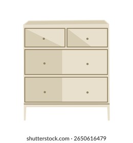 Vector illustratie set van moderne lade kasten en dressoirs in verschillende stijlen en kleuren. Ideaal voor interieurontwerp, meubelcatalogi of visuals van de thuisorganisatie.