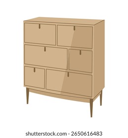 Vector illustration set of modern drawer cabinets and dressers in various styles and colors. Ideal for interior design, furniture catalogs, or home organization visuals.