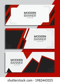 vector illustration of set of modern red and black banners. suitable for business graphic assets, web design, print media, backgrounds, and others according to your needs.