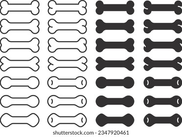 Vector illustration set of monochrome bone icons