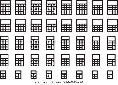 Vector illustration set of monochrome calculator

