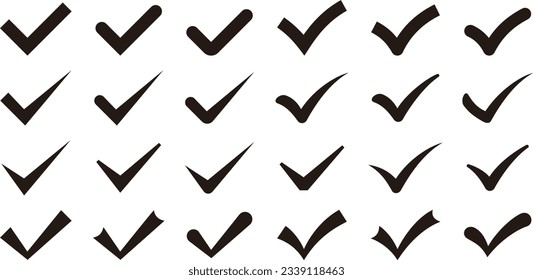 Conjunto de marcas de verificación monocromáticas de la ilustración del vector
