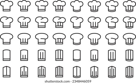 Vector illustration set of monochrome cook hat