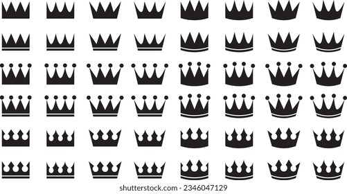 Vector illustration set of monochrome crowns