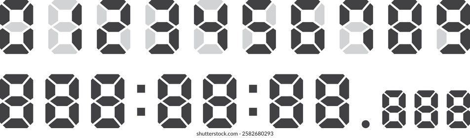 Vector illustration set of monochrome digital numbers