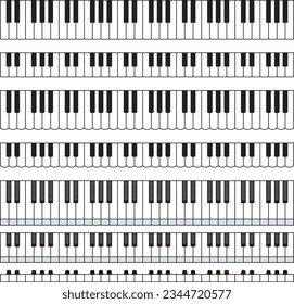 Vector illustration set of monochrome piano keyboard
