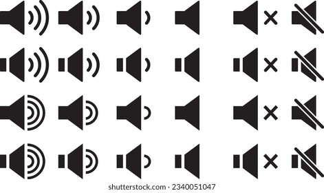 Vector illustration set of monochrome speaker style mark
