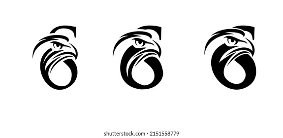A vector illustration set of Monogram Eagle Logo Initial Letter S