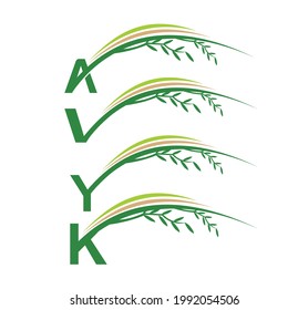 A vector Illustration set of Monogram Initial Green Leaf Sign